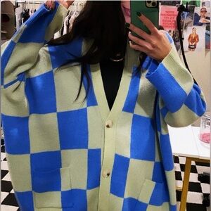 Dressed in LALA Oversized Checkerboard Cardigan